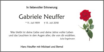 Traueranzeige von Gabriele Neuffer von GESAMT