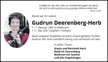 Traueranzeige von Gudrun Deerenberg-Herb von GESAMT