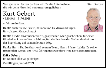 Traueranzeige von Kurt Gebert von GESAMT