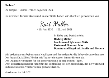 Traueranzeige von Kurt Müller von GESAMT