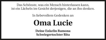 Traueranzeige von Lucie Kniec von GESAMT