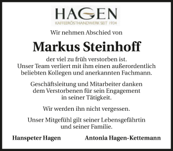 Traueranzeige von Markus Steinhoff von GESAMT