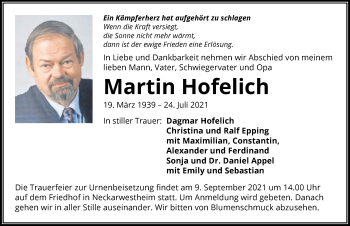 Traueranzeige von Martin Hofelich von GESAMT