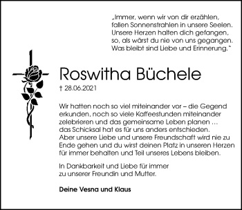 Traueranzeige von Roswitha Büchele von GESAMT