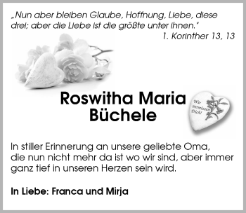 Traueranzeige von Roswitha Maria Büchele von GESAMT