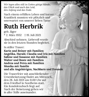 Traueranzeige von Ruth Herbrik von GESAMT