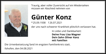 Traueranzeige von Günter Konz von GESAMT