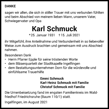 Traueranzeige von Karl Schmuck von GESAMT