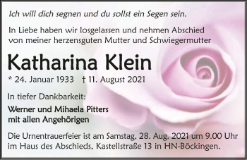 Traueranzeige von Katharina Klein von GESAMT