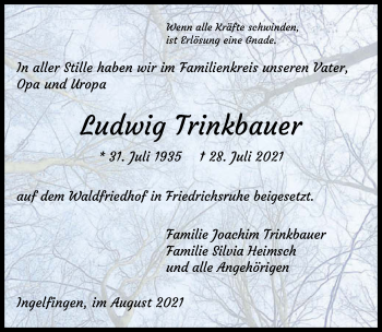 Traueranzeige von Ludwig Trinkbauer von GESAMT