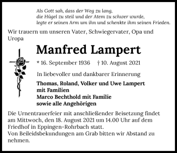 Traueranzeige von Manfred Lampert von GESAMT