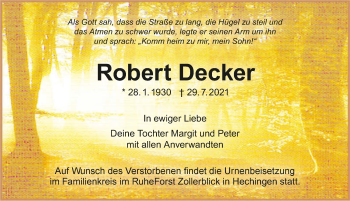 Traueranzeige von Robert Decker von GESAMT