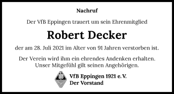 Traueranzeige von Robert Decker von GESAMT