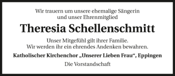 Traueranzeige von Theresia Schellenschmitt von GESAMT