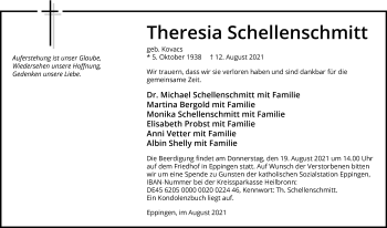 Traueranzeige von Theresia Schellenschmitt von GESAMT