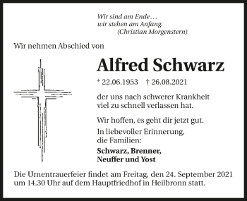 Traueranzeige von Alfred Schwarz von GESAMT