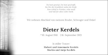 Traueranzeige von Dieter Kerdels von GESAMT