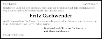 Traueranzeige von Fritz Gschwender von GESAMT