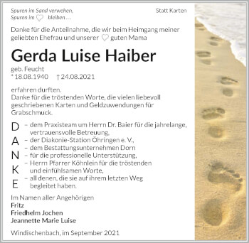 Traueranzeige von Gerda Luise Haiber von GESAMT