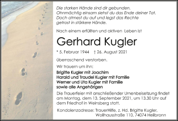 Traueranzeige von Gerhard Kugler von GESAMT