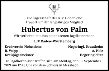 Traueranzeige von Hubertus von Palm von GESAMT