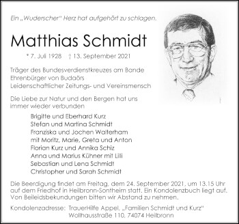 Traueranzeige von Matthias Schmidt von GESAMT