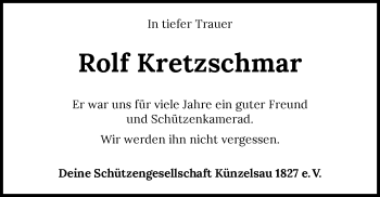 Traueranzeige von Rolf Kretzschmar von GESAMT