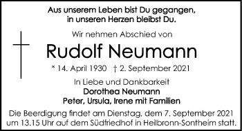 Traueranzeige von Rudolf Neumann von GESAMT