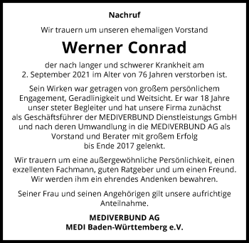 Traueranzeige von Werner Conrad von GESAMT