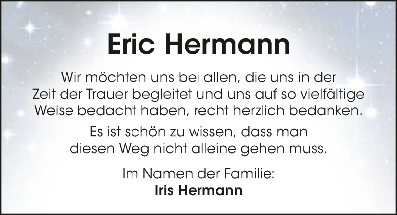  Traueranzeige für Eric Hermann vom 15.01.2022 aus GESAMT