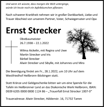 Traueranzeige von Ernst Strecker von GESAMT