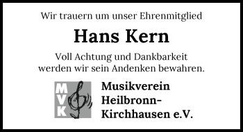 Traueranzeige von Hans Kern von GESAMT