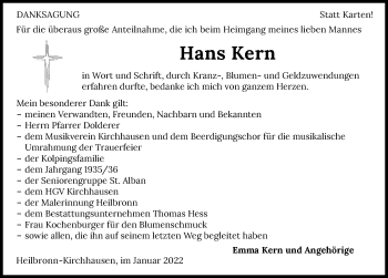 Traueranzeige von Hans Kern von GESAMT