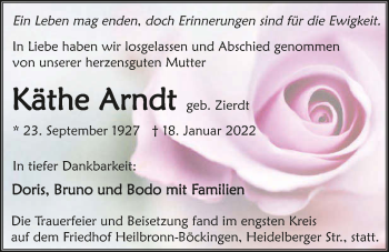 Traueranzeige von Käthe Arndt von GESAMT