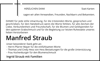 Traueranzeige von Manfred Straub von GESAMT