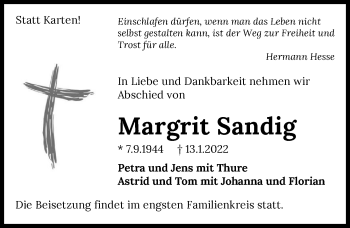 Traueranzeige von Margrit Sandig von GESAMT