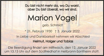 Traueranzeige von Marion Vogel von GESAMT