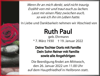 Traueranzeige von Ruth Paul von GESAMT