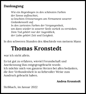 Traueranzeige von Thomas Kronstedt von GESAMT