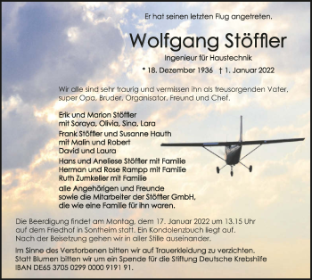 Traueranzeige von Wolfgang Stöffler von GESAMT