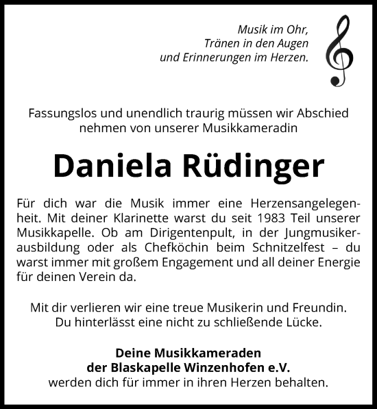 Traueranzeige von Daniela Rüdinger von Heilbronner Stimme