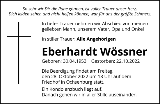 Traueranzeige von Eberhardt Wössner von Heilbronner Stimme