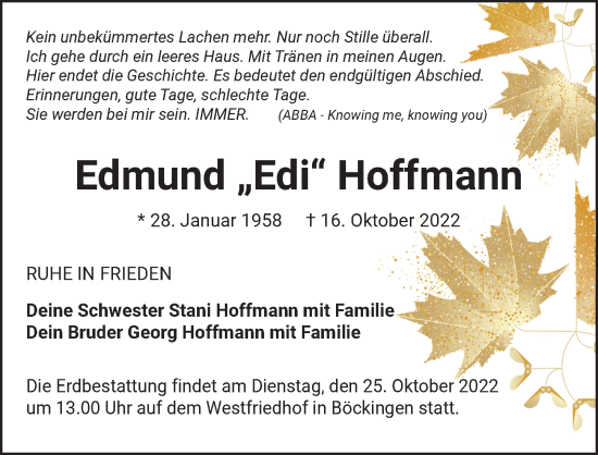 Traueranzeige von Edmund Hoffmann von Heilbronner Stimme