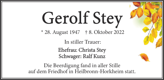 Traueranzeige von Gerolf Stey von Heilbronner Stimme