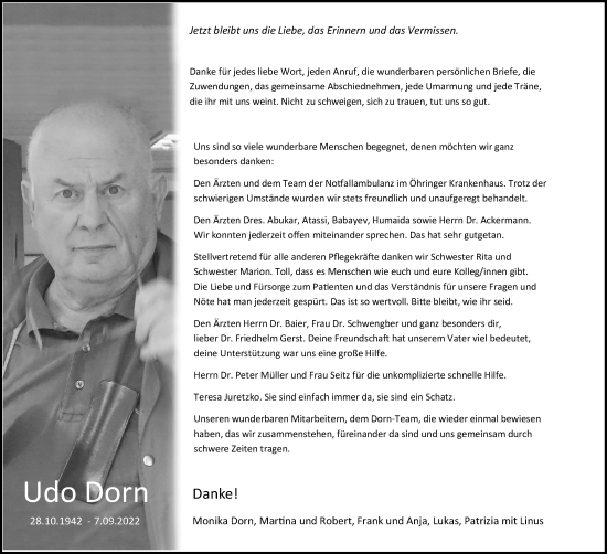 Traueranzeige von Udo Dorn von GESAMT