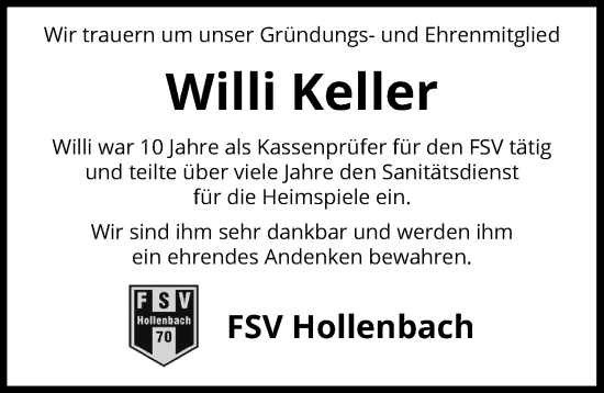 Traueranzeige von Willi Keller von Heilbronner Stimme
