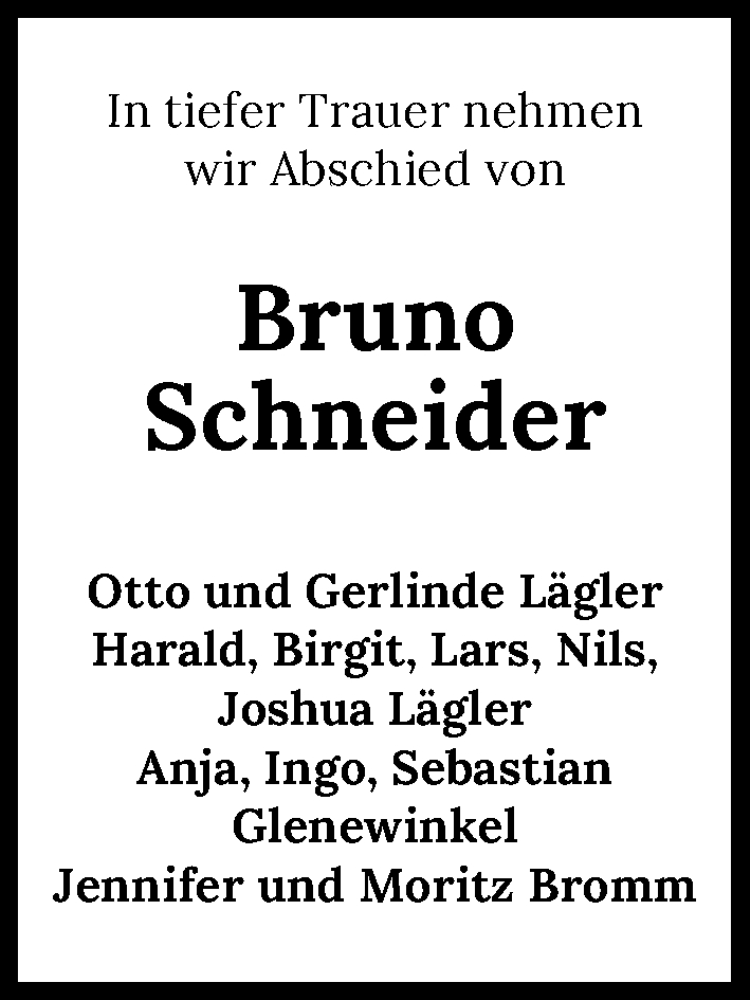  Traueranzeige für Bruno Schneider vom 19.11.2022 aus Heilbronner Stimme
