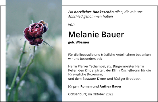 Traueranzeige von Melanie Bauer von Heilbronner Stimme