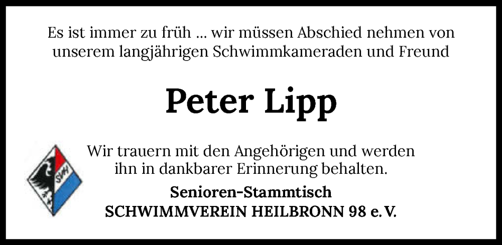  Traueranzeige für Peter Lipp vom 26.11.2022 aus GESAMT