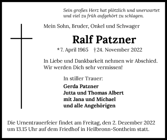 Traueranzeige von Ralf Patzner von GESAMT